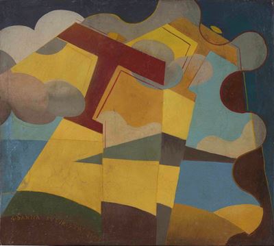 Giulio D'anna (1908-1978)aerei Caproni+paesaggio, 1931