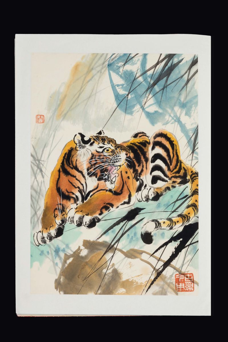 Album con Raccolta di Dipinti Acquarellati su Carta con Raffigurazioni di Animali, Cina, Dinastia...