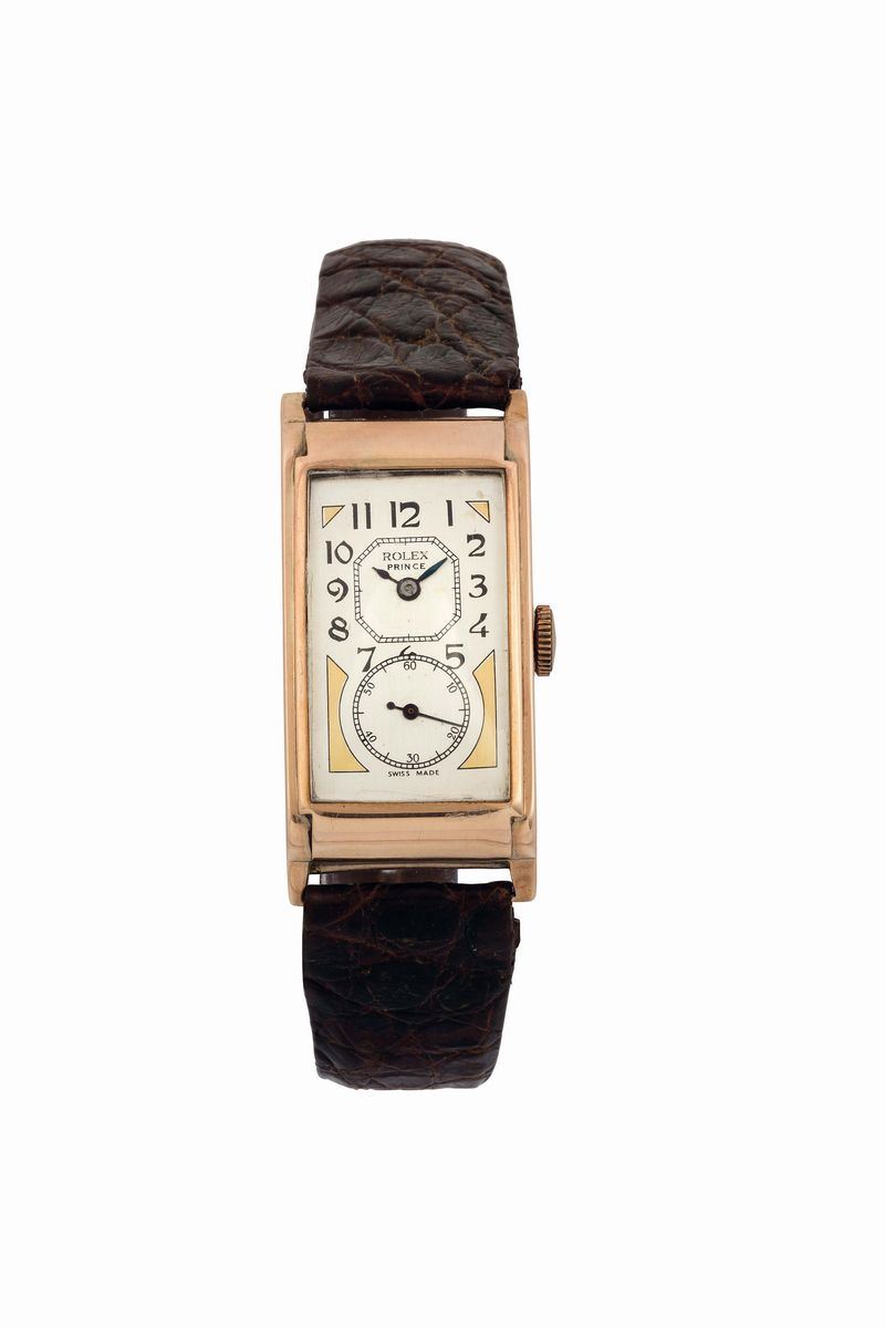 ROLEX, Prince, case No. 69490. Fine, 9K pink gold wristwatch with gold plated rolex buckle. Made circa 1930  - Auction Watches and Pocket Watches - Cambi Casa d'Aste