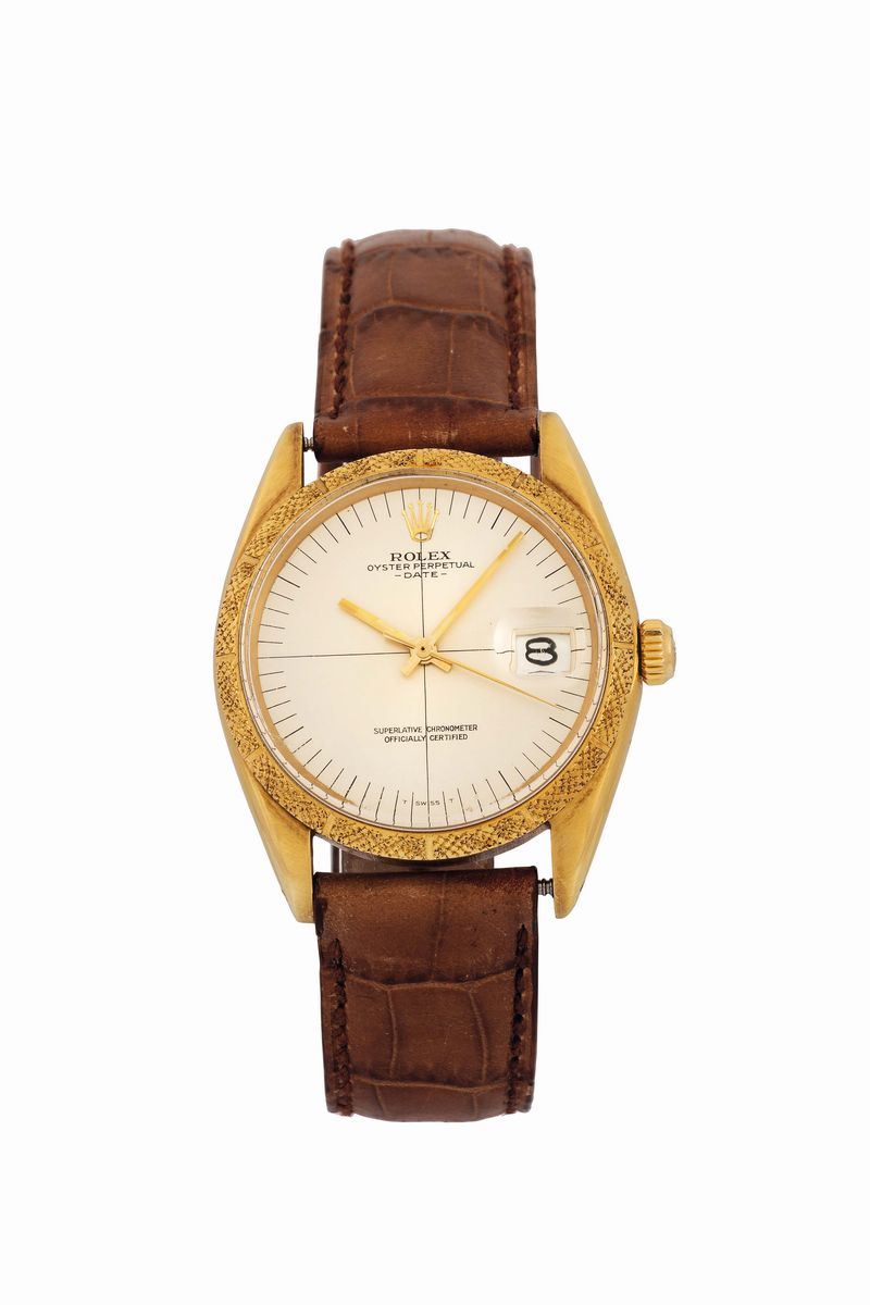 Rolex, Oyster Pepetual Date, Superlative Chronometer Officially Certified,  Bark Bezel, case No. 1901196, Ref. 1510. Fine, self-winding, water resistant, 18K yellow gold wristwatch with date. Made circa 1968  - Auction Watches and Pocket Watches - Cambi Casa d'Aste