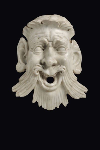 Mascherone Grottesco in Marmo Bianco di Carrara. Scultore Fiorentino Dell’ambito di Chiarissimo F...