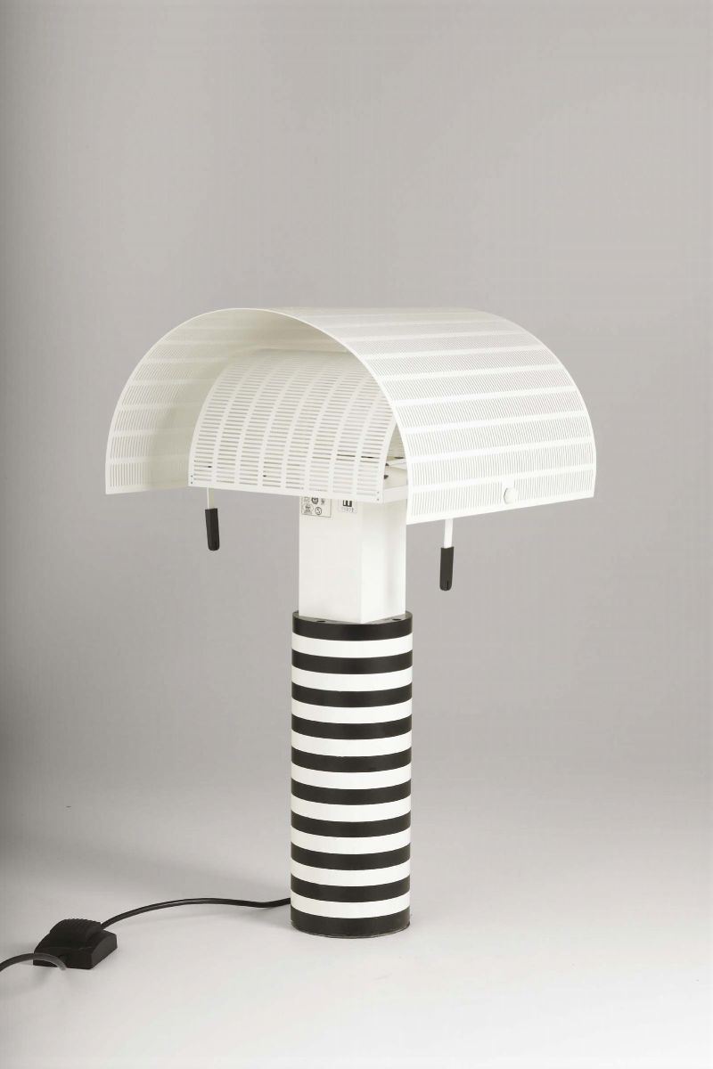 Mario Botta, a Shogun table lamp with a structure in lacquered metal and perforated lacquered aluminum. Artemide Prod., Italy, 1986  - Auction Design - Cambi Casa d'Aste