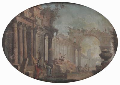Vittorio Maria Bigari (1692-1776) e Pietro Paltronieri (1673-1741)capriccio Architettonico con Fi...