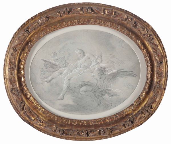 Francesco Monti (1646-1712) Figura femminile con angelo e putti