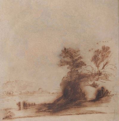 Giovanni Francesco Barbieri Detto il Guercino (cento 1591 - Bologna 1666), Copia Dapaesaggio Lacu...