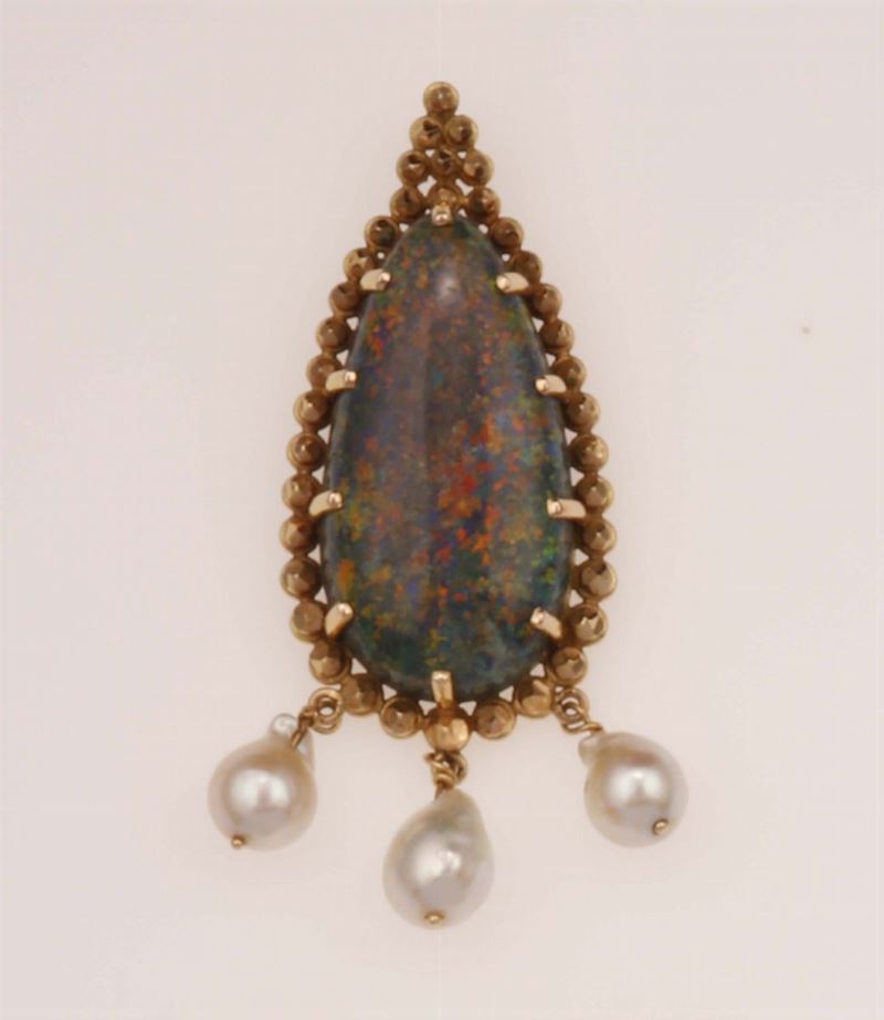 Pendente con opale e perle  - Asta Fine Jewels - Cambi Casa d'Aste