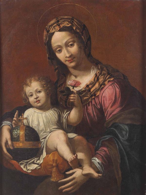 Scuola toscana del XVII secolo Madonna con bambino