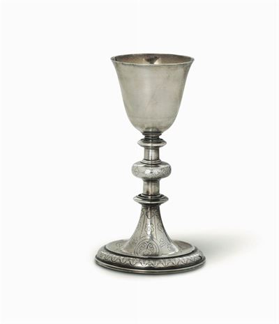 Calice in Argento Cesellato e Parzialmente Dorato, Francia, Inizi XX Secolo