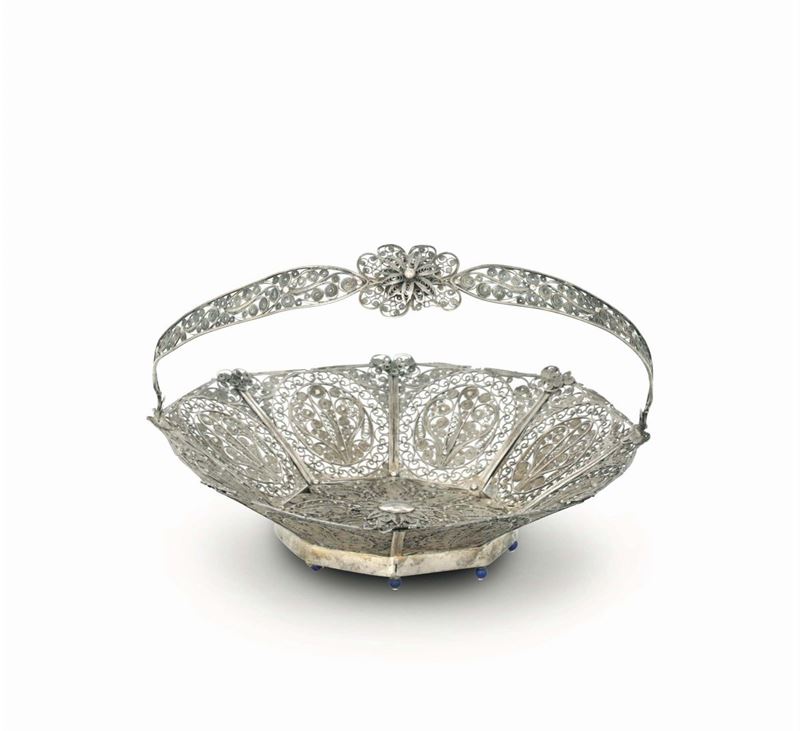 A silver filigree basket, Liguria 19th-20th century  - Auction Collectors' Silvers - Cambi Casa d'Aste