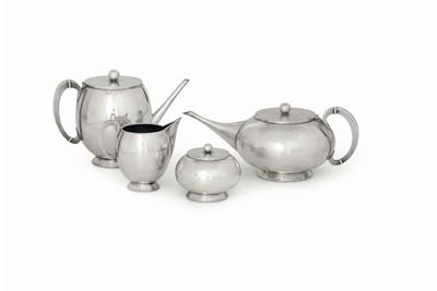 Servizio in Argento Composto da Teiera, Caffettiera, Lattiera e Zuccheriera. Argentiere Genazzi, ...