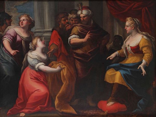 Gio Raffaele Badaracco (Genova 1648 - 1726) Potifa si adira di fronte alla veste di Giuseppe