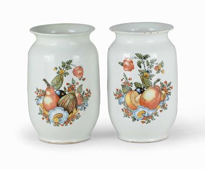 Coppia di Rari Vasi Cilindrici Nove, Manifattura di Pasquale Antonibon, 1740-1770