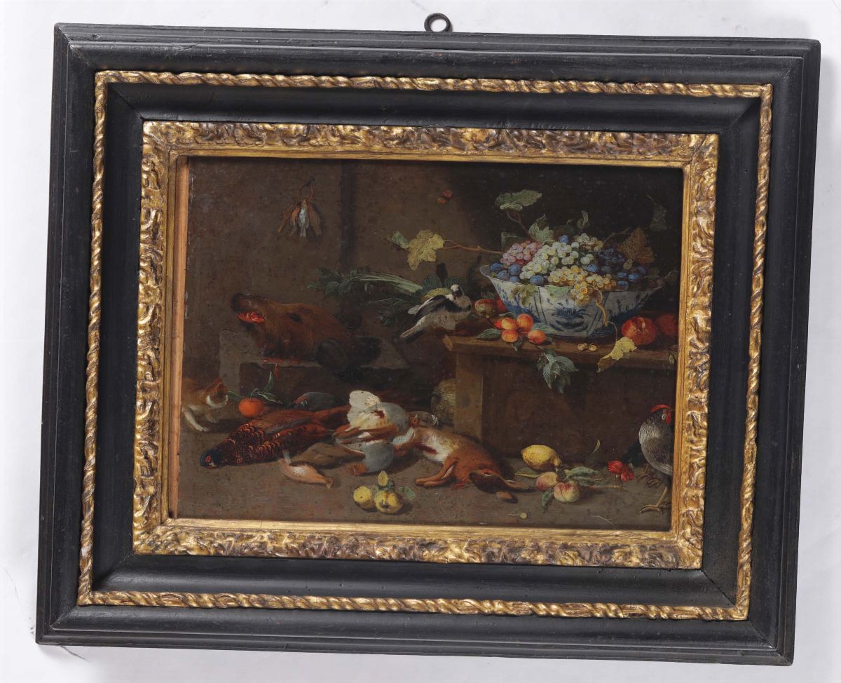 Jan Van Kessel (1626-1679), Cerchia Dinatura Morta con Pesci Natura Morta con Selvaggina