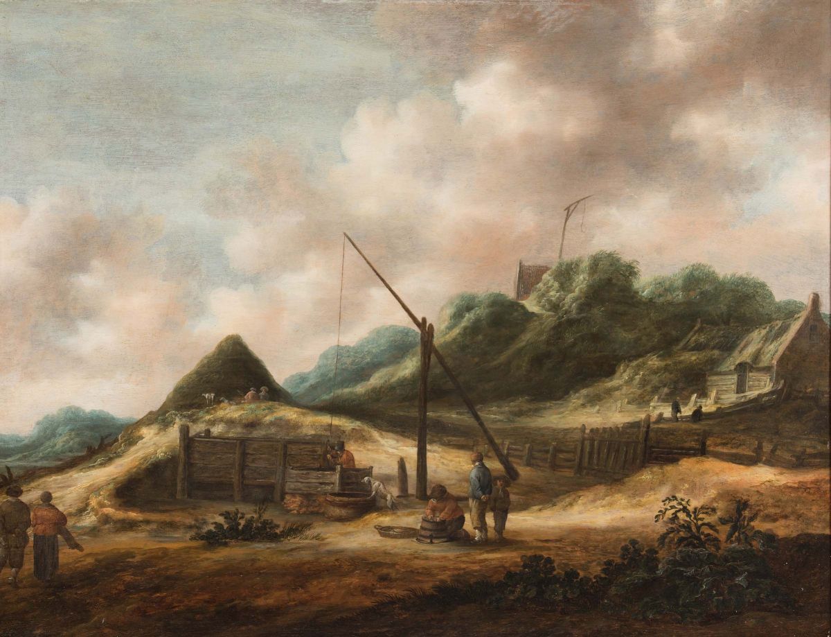 Nicolaes Molenaer (haaelrm 1630 - 1676)paesaggio con Contadini