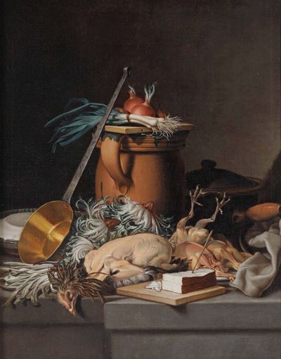 Nicolas Henri Jeaurat De Bertry (1728-1796)natura Morta con Pollame e Verdure