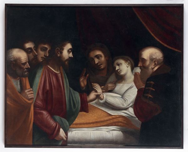 Scuola genovese della fine del XVI secolo Cristo risana un’inferma