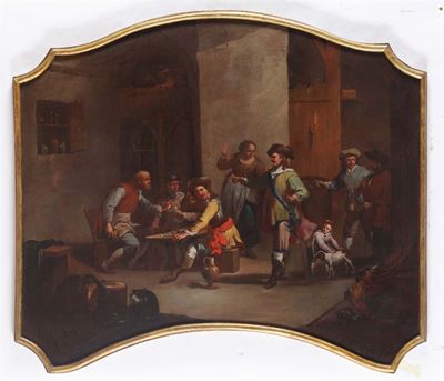 Scuola Bergamasca del XVIII Secolointerno di Locanda con Figure