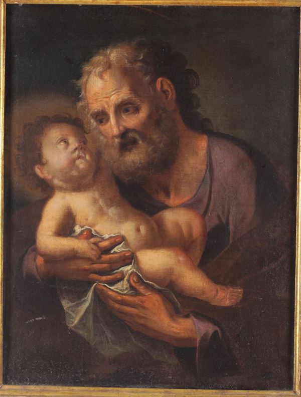 Scuola italiana del XVII secolo San Giuseppe con il Bambino