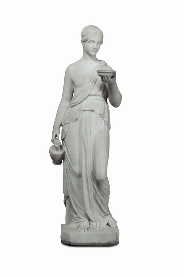 A Hebe in white marble. Neoclassical Italian art from the 19th century