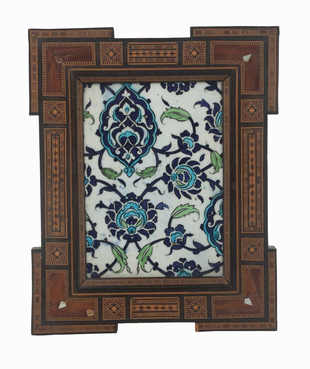 Due Mattonelle Ottomane Iznik o Siria, XVII Secolo