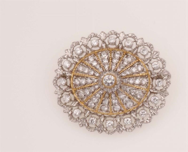 Diamond and gold brooch  - Auction Fine Jewels - Cambi Casa d'Aste