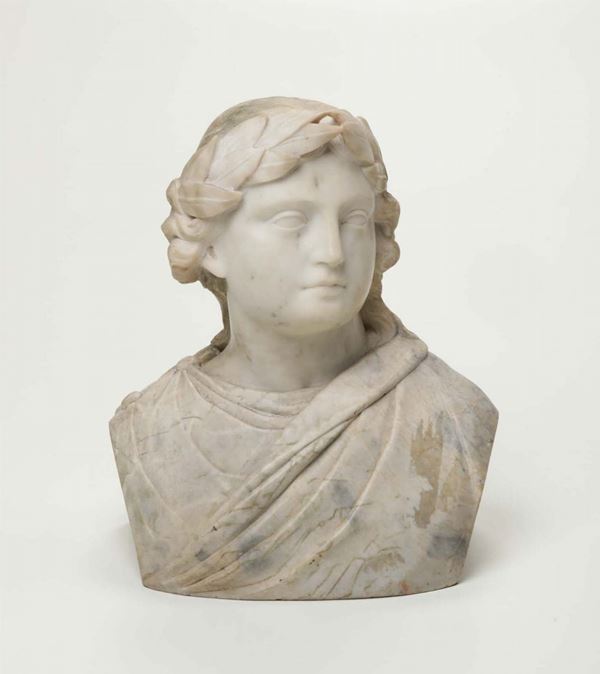 Busto di Virgilio in marmo bianco. Scultore del XVIII-XIX secolo