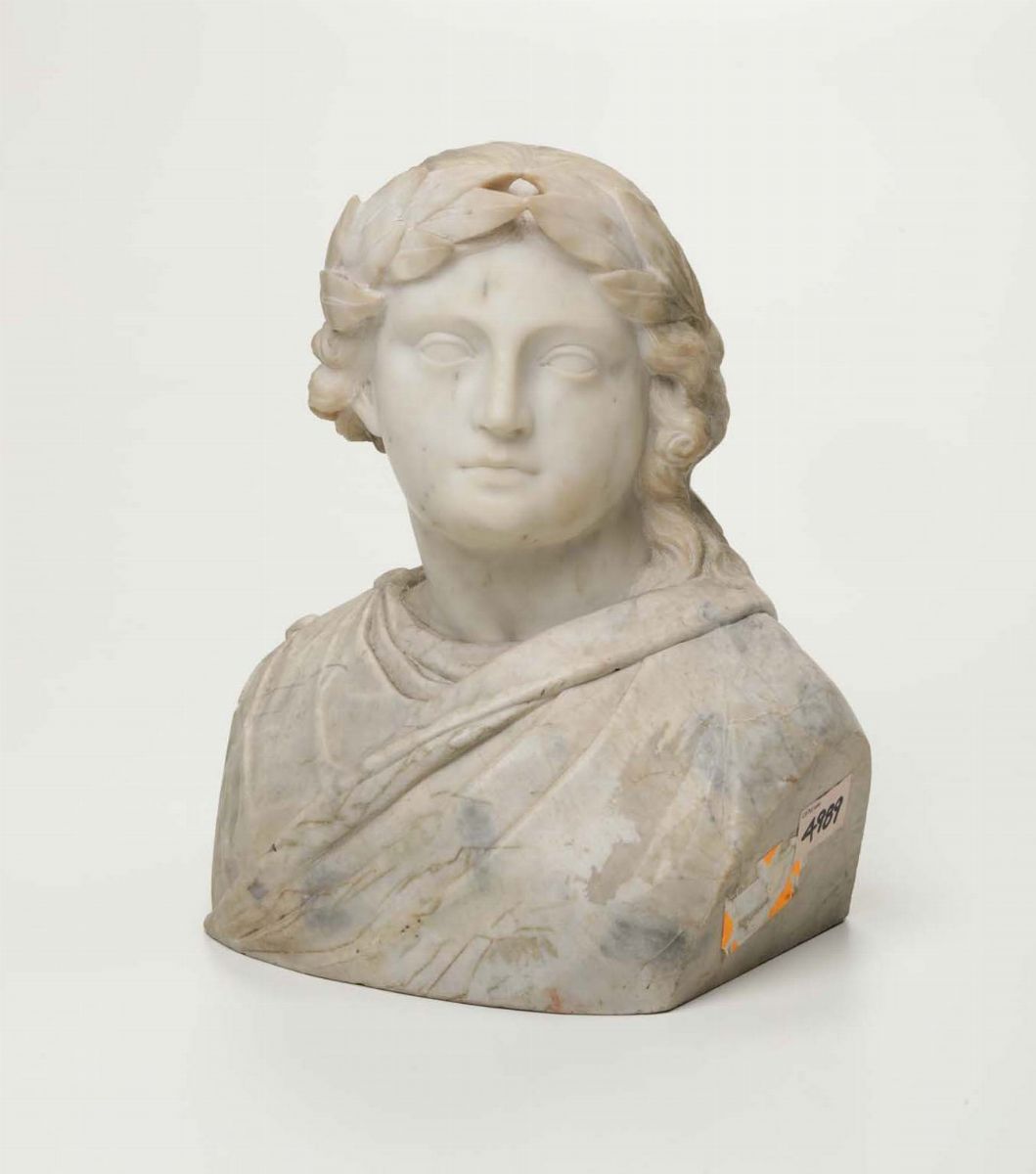 Scultore del XIX secolo, Busto di Virgilio in marmo bianco
