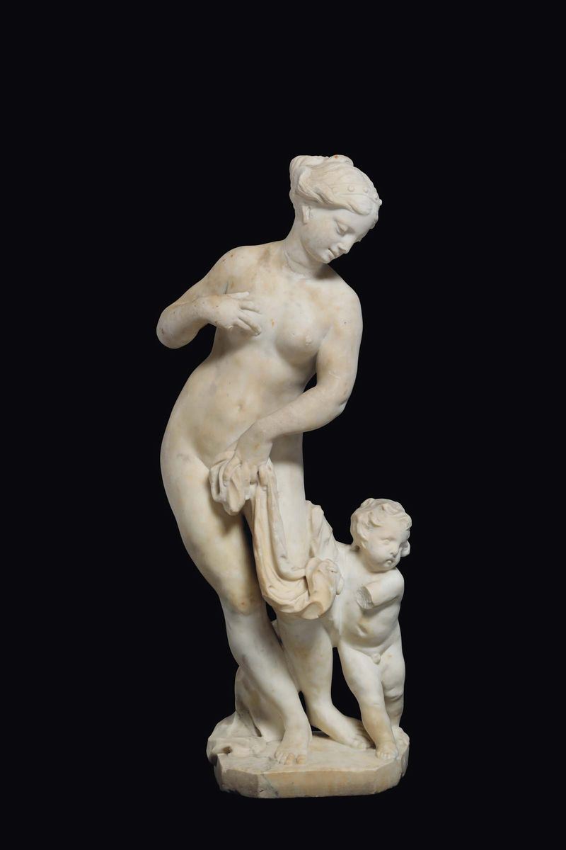 Scultura in marmo bianco rappresentante Venere Pudica, Toscana (Firenze?), XVII secolo  - Asta Scultura e Oggetti d'Arte - Cambi Casa d'Aste