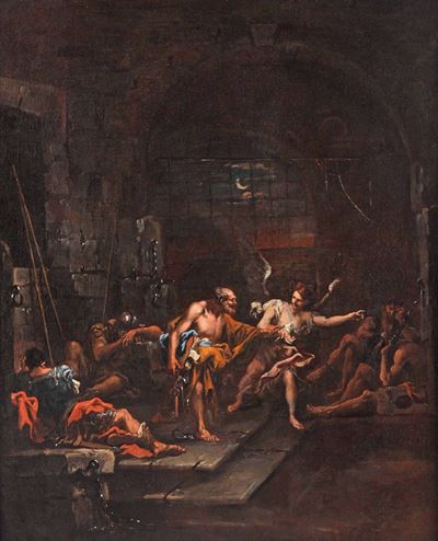 Alessandro Magnasco (genova 1667-1749)san Pietro Liberato Dall'angelo