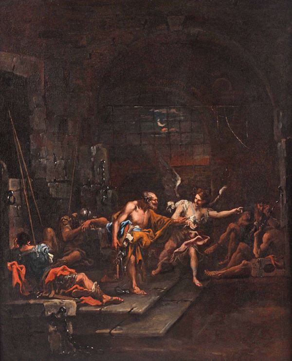 Alessandro Magnasco (Genova 1667-1749) San Pietro liberato dall'Angelo