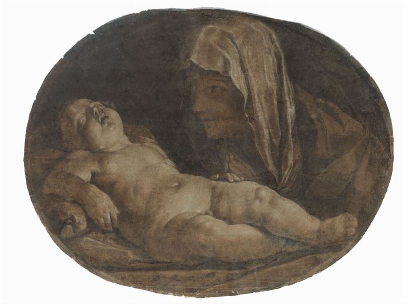 Guido Reni (1575-1642), attribuito a Vergine che veglia il Bambino  - Asta Antiquariato - Cambi Casa d'Aste