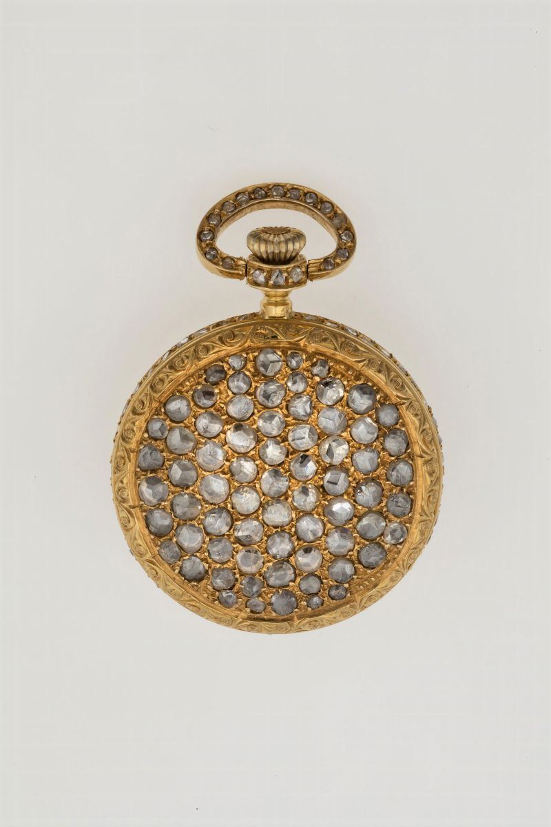 Rose-cut diamond and gold pocket watch  - Auction Fine Jewels - Cambi Casa d'Aste