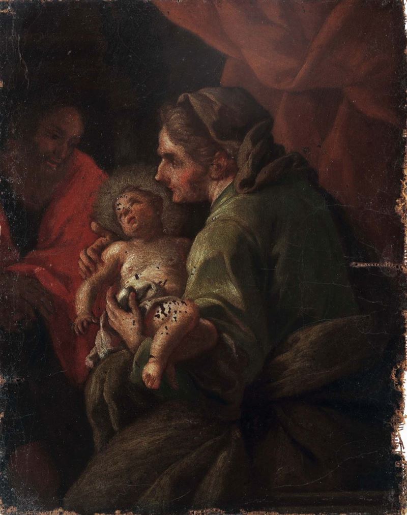 A Saint with child, Neapolitan school of the 18th century Sant'Anna con il Bambino  - Auction Fine Art - Cambi Casa d'Aste