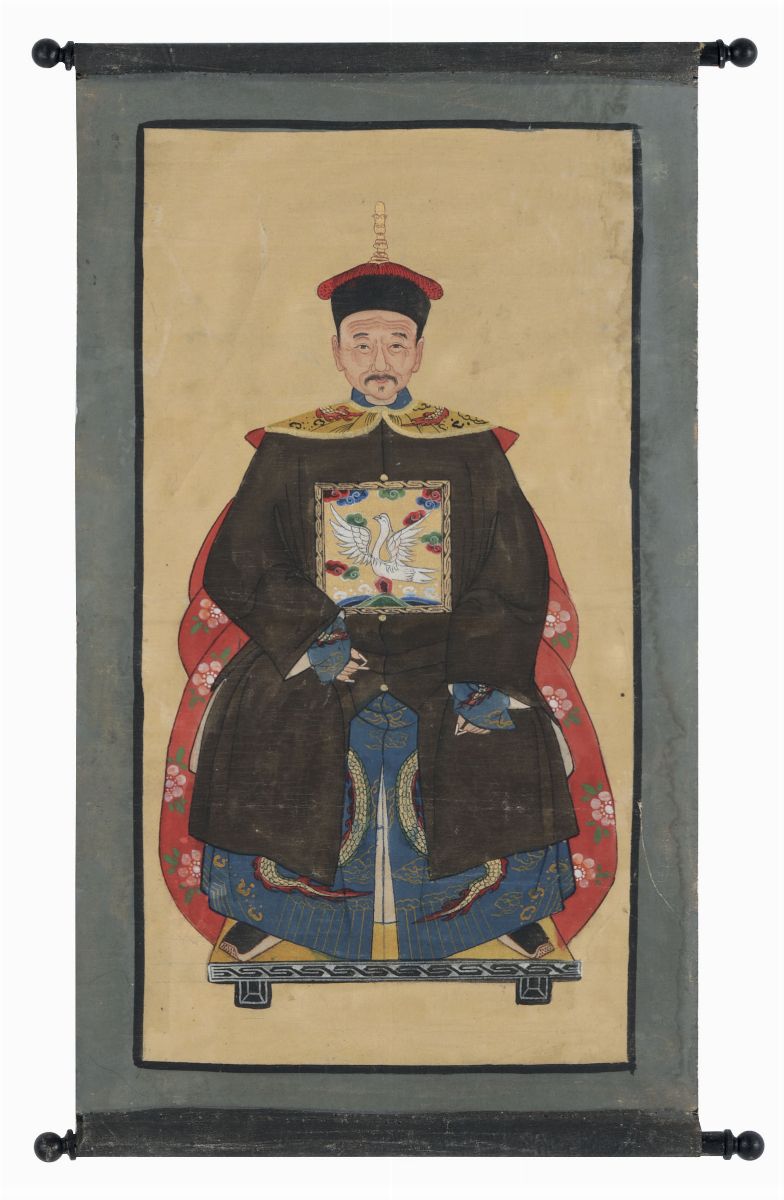 Due Coppie di Dipinti su Carta Raffiguranti Imperatori e Imperatrici (?), Cina, Dinastia Qing, XI...
