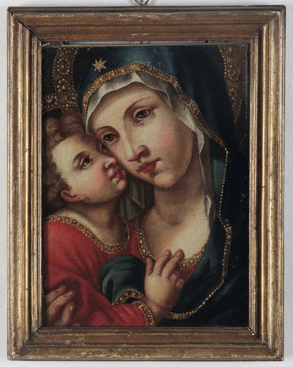 A Madonna with Child, Italian school of the 17th century, oil on canvas Madonna con Bambino