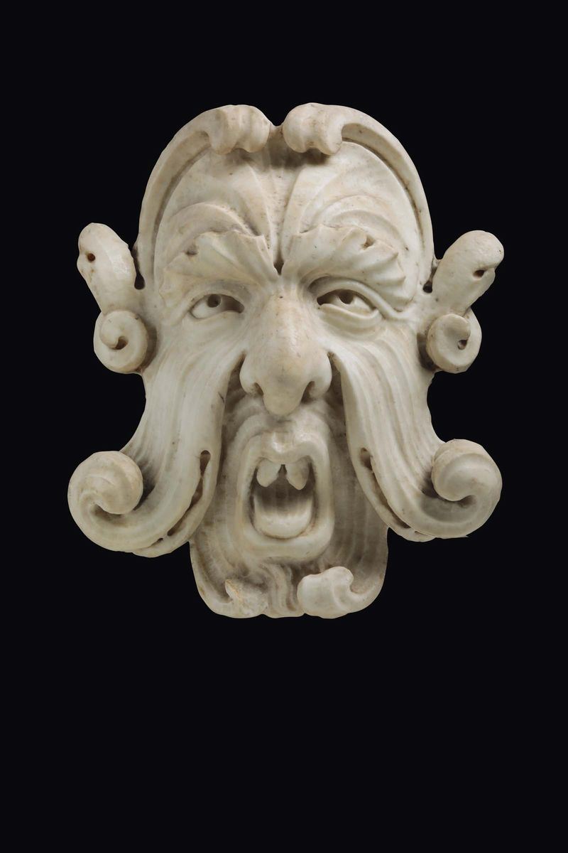 Mascherone grottesco in marmo. Scultore fiorentino dell’ambito di Bernardo Buontalenti (Firenze 1531 - 1608)  - Asta Scultura e Oggetti d'Arte - Cambi Casa d'Aste