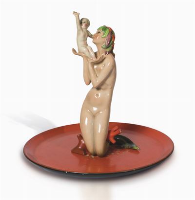 Abele Jacopi (1882-1957), Lenci, 1937mamma Sirena su Piatto