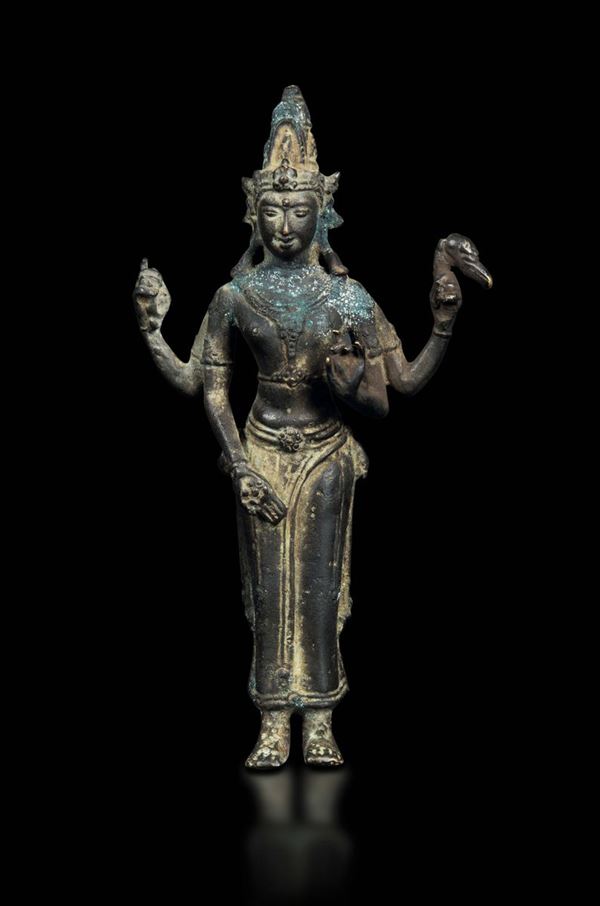 Figura di Padmapani stante in bronzo, Nepal, XIII-XIV secolo