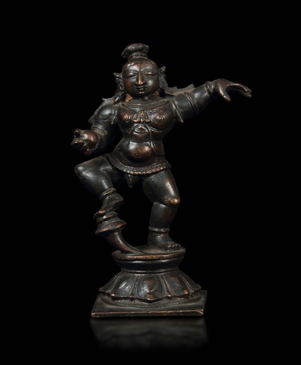 A bronze Krishna figure, India, 14th-15th century