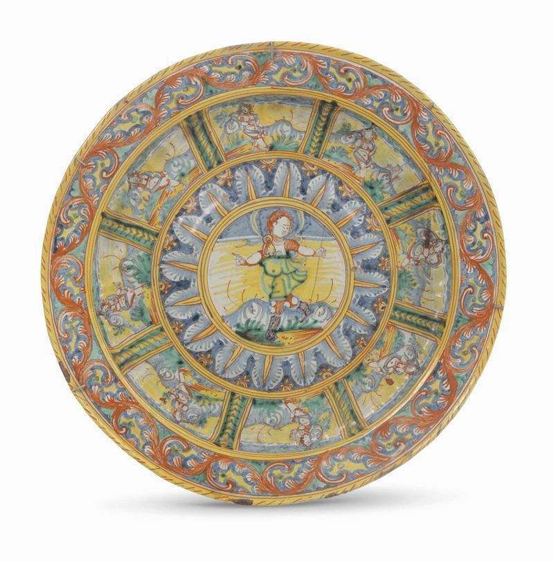 Grande piatto Deruta, seconda metà del XVI secolo  - Asta Maioliche e Porcellane - II - Cambi Casa d'Aste