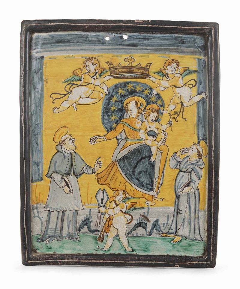 Targa devozionale Deruta, XVIII secolo  - Asta Maioliche e Porcellane - II - Cambi Casa d'Aste