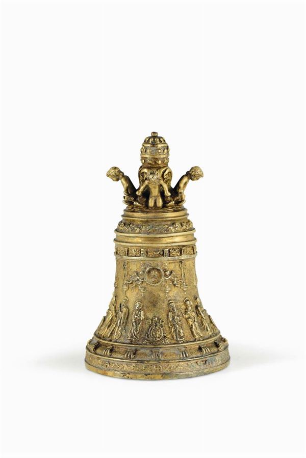 A model of Saint Peter's bell in molten, chiselled and gilded bronze. Rome, 19th century