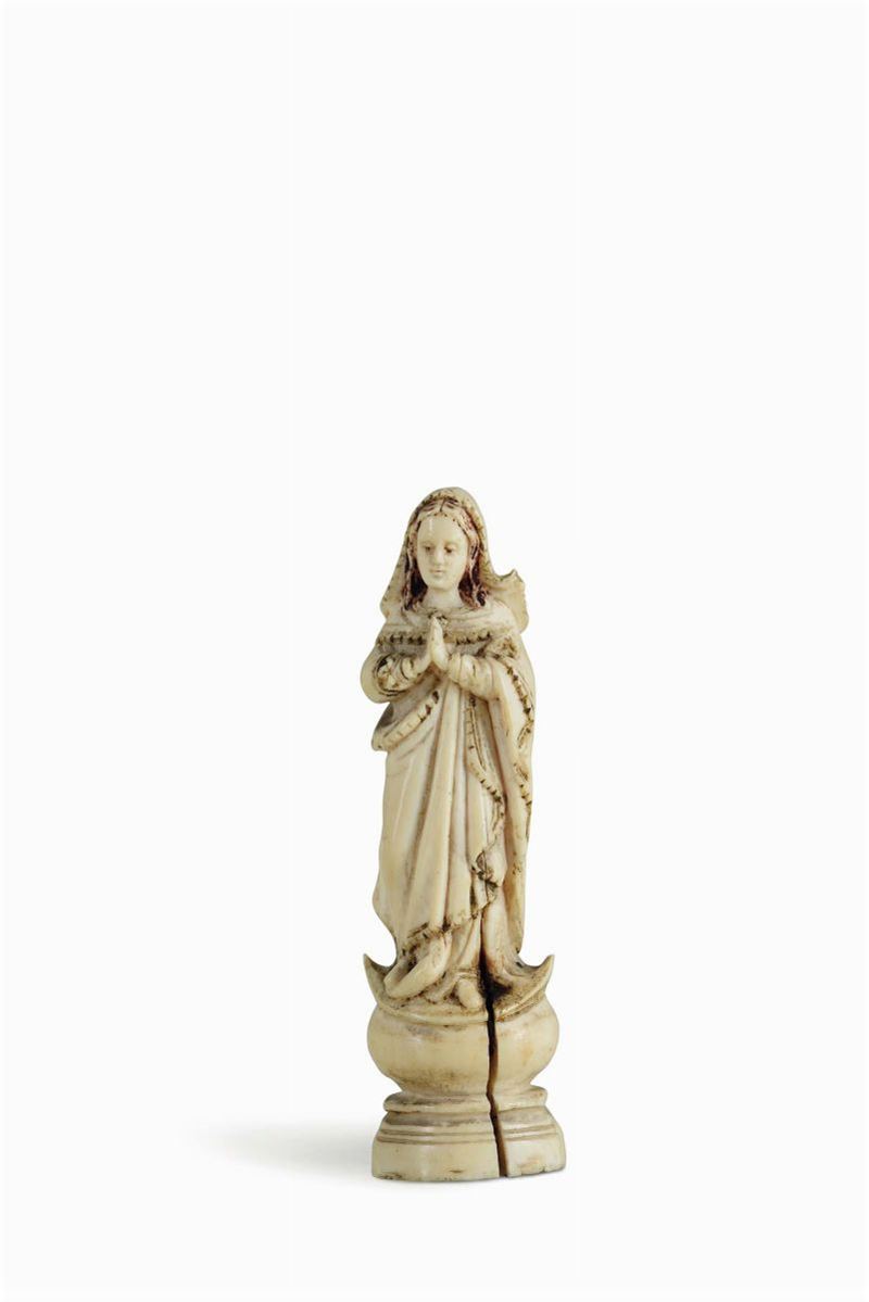 An ivory Madonna, Indo-portuguese art, Goa, 18th century  - Auction Sculpture and Works of Art - Cambi Casa d'Aste