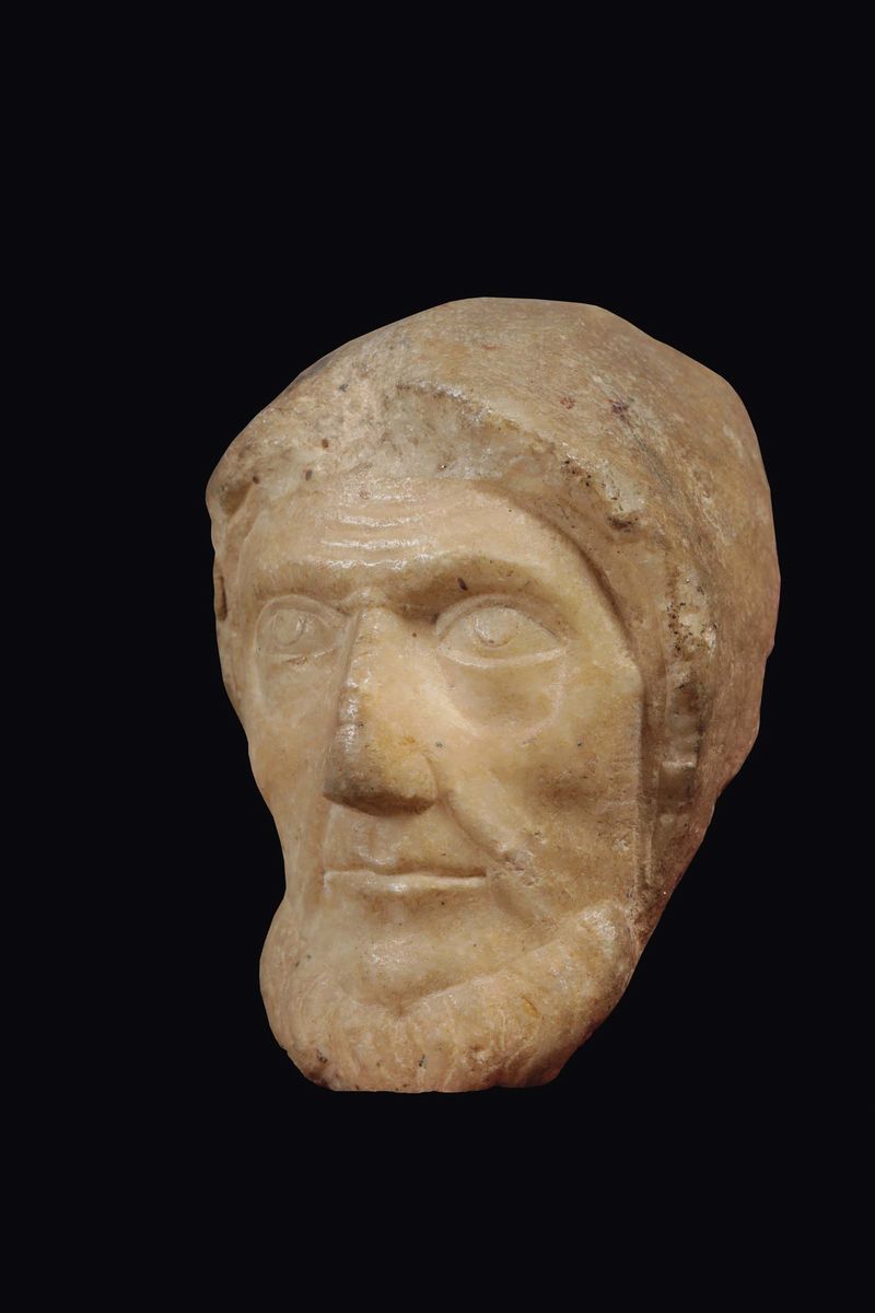 Volto Virile (cristo?) in Alabastro. Scultore Attivo a Nottingham nel XV Secolo