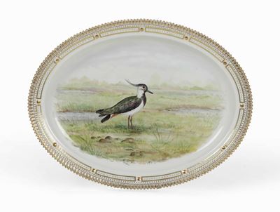 Un Grande Piatto Ovale Danimarca, Manifattura Royal Copenhagen, Seconda Metà del XX Secolo