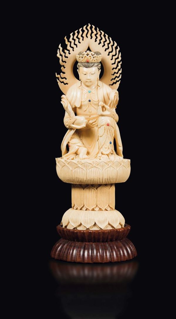 A carved ivory figure of a wiseman, China, Ming Dynasty, 17th century