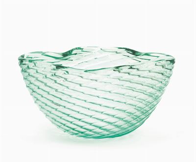 Seguso Vetro d’Arte, Coppa quadrata in vetro diamante, Murano (circa 1940)