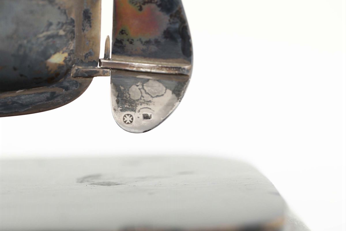 Modellino di Gozzo Maltese in Argento Fuso e Cesellato. Argenteria del XX Secolo