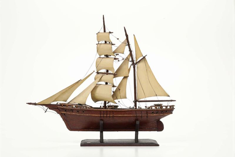 Modellino di veliero a tre alberi in legno  - Auction Maritime Art and Scientific Instruments - II - Cambi Casa d'Aste