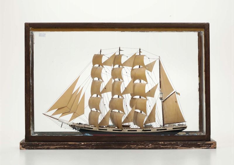 Modellino di veliero a quattro alberi in teca  - Auction Maritime Art and Scientific Instruments - II - Cambi Casa d'Aste